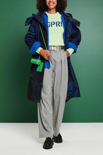 Esprit γυναικείο παντελόνι με ριγέ σχέδιο και διακοσμητικές σούρες Straight Wide Leg (30L) - 103EE1B391 Γκρι 38
